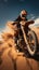 Desert adrenaline Motocross rider conquers dunes, soaring in extreme jumps