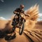 Desert adrenaline Motocross rider conquers dunes, soaring in extreme jumps