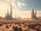 A desert area with a lot of tall grass. Generative AI image.