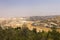 Desert area of West Bank and palestinian towns and villages behind the West Bank separation wall