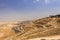 Desert area of West Bank and palestinian towns and villages behind the West Bank separation wall