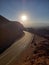 Desert atacama road route asphalt curve sunlight sunrise