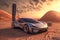 desert auto refueling futuristic automotive electric car drive transportation transport. Generative AI.