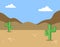 Desert background, cactus and sand