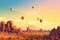 Desert balloon sunrise. Generate Ai