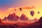 Desert balloon sunset. Generate Ai