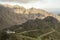 Desert barren mountains with serpentine in the Canary Islands.