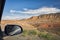 Desert canyons from inside of car