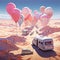 Desert Carnival: Trucks, Vehicles, and Pastel Light Balloons