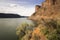 Desert cliffs on coastline of Lake Billy Chinook