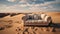 Desert Comfort: Cream-Colored Sofa Invites Relaxation Amidst Remote Arid Landscape