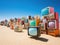 Desert Dreams: Vintage TVs with Pastel Screens Amidst the Sands