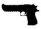 Desert eagle pistol icon, self defense weapon, concept simple black vector illustration, isolated on white. Shooting powerful