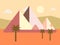 Desert Egypt Pyramids Sunset Flat Illustration