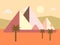 Desert Egypt Pyramids Sunset Flat Vector Illustration