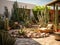 Desert Elegance: A modern garden oasis with sun-kissed sandstone and cacti