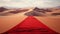 Desert Elegance: A Surreal Red Carpet Amidst the Arid Sands