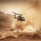 Desert Extraction: Military Chopper Crosses Fire and Smoke