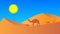 Desert Illustration , Camels, caravan in the desert, vector illustration. Camel caravan going through the desert vector