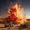 Desert Inferno: A Massive Explosion Shattering the Arid Landscape