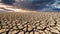 Desert landscape with cracked earth