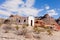 Desert landscape with historic adobe buildings