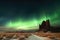 desert landscape illuminated by magical aurora borealis