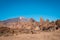 Desert landscape with mountain  background , Pico del Teide volcanic summit