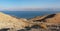 Desert landscape near the Dead Sea at sunset