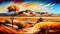 A desert landscape with sand dunes, generative ai illustration with vivid colors to create a striking and intense visual