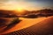 Desert landscape with sand dunes at sunset,  Sahara desert, Morocco