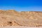 Desert landscape sand stone ground hills wasteland scenic dry environment view horizon hill land range background