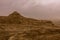 Desert landscape with thunderclouds and sandstorm in Lower Najd, Saudi Arabia