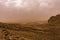 Desert landscape with thunderclouds and sandstorm in Lower Najd, Saudi Arabia