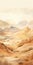 Desert Landscape Watercolor Painting: Beige And Amber Summer Illustration