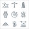 desert line icons. linear set. quality vector line set such as plant, thermometer, pyramid, beetle, moon, vase, derrick, mining
