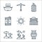 desert line icons. linear set. quality vector line set such as vase, cactus, directions, house, sun, oil barrel, dynamite, mining