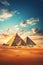 Desert Majesty: The Giza Pyramids in Vast Sands s sunrise