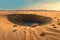 desert meteor impact site with sand dunes