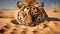 Desert Mirage: Camouflaged Tiger in Sandy Landscape