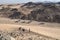 Desert, mountains, sand on a sunny day