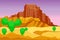 Desert mountains sandstone wilderness landscape background dry under sun hot dune scenery travel vector illustration.