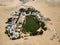 Desert oasis aerial landscape