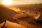 Desert Oasis: Bedouin Camp Amidst the Endless Sands and Camels on Horizon