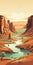 Desert Oasis: Bold Landscape Poster Illustration In Earthy Colors