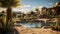 Desert Oasis. Discovering Tranquility in a Dreamy Desert Retreat. Generative Ai