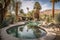 desert oasis, with pool and palm trees in the background, providing a peaceful hideaway