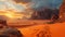 Desert panaromic view landscape. AI generated art