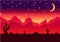 Desert parallax background night vector illustration