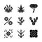 Desert plants glyph icons set